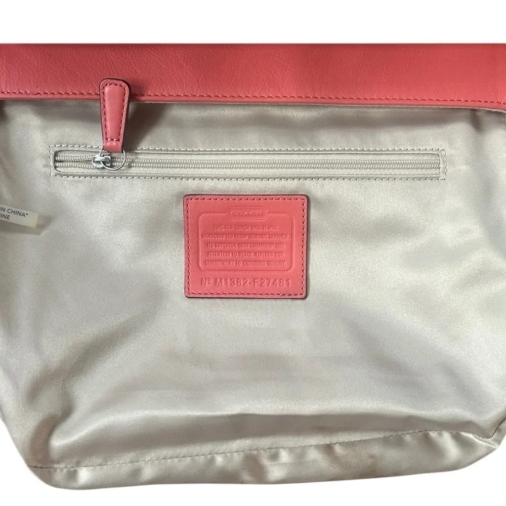 COACH Taylor Marin Satchel Coral Salmon Pink Leather F26781 Crossbody Bag $398 - Picture 12 of 15